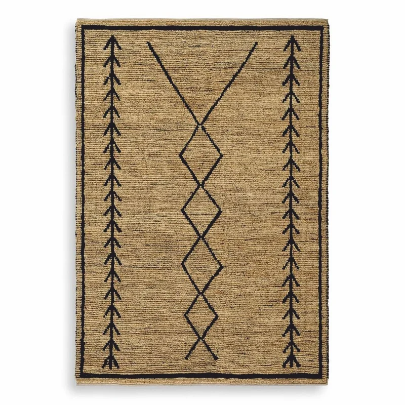 Casa Padrino Luxus Jute Teppich Beige / Schwarz 200 x 300 cm - Handgewebt