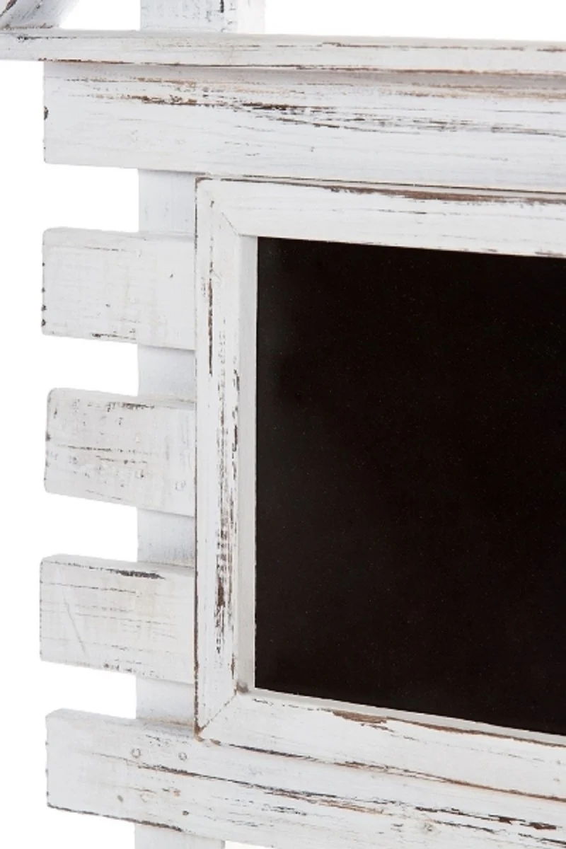 Casa Padrino Landhausstil Shabby Chic Wandhängeschrank Antik Weiß 60 x 21 x H. 38 cm - Handgefertigter Hängeschrank mit Kreidetafel