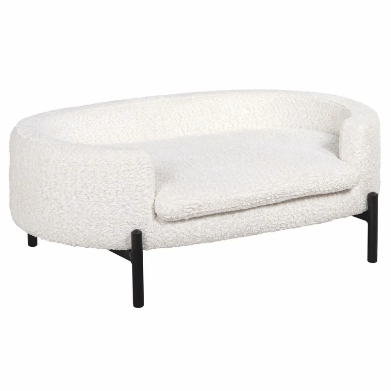 Casa Padrino Luxus Hundebett Weiß / Schwarz 84 cm - Luxus Hundemöbel
