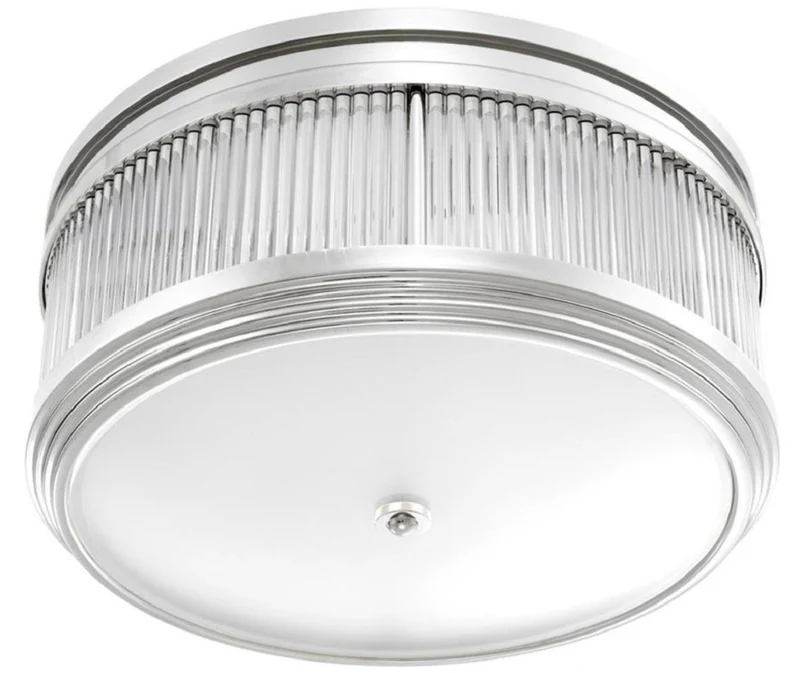 Casa Padrino Luxus Deckenleuchte Silber Ø 40,5 x H. 18,5 cm - Runde Deckenlampe