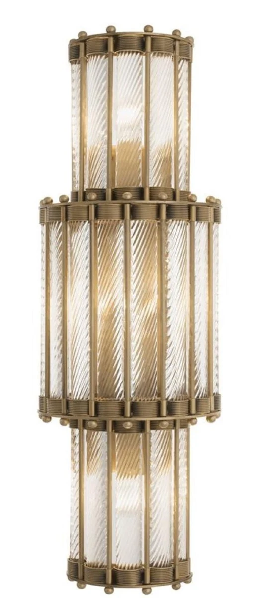 Casa Padrino Luxus Wandleuchte Antik Messingfarben 22,5 x 15 x H. 65 cm - Wohnzimmerlampe