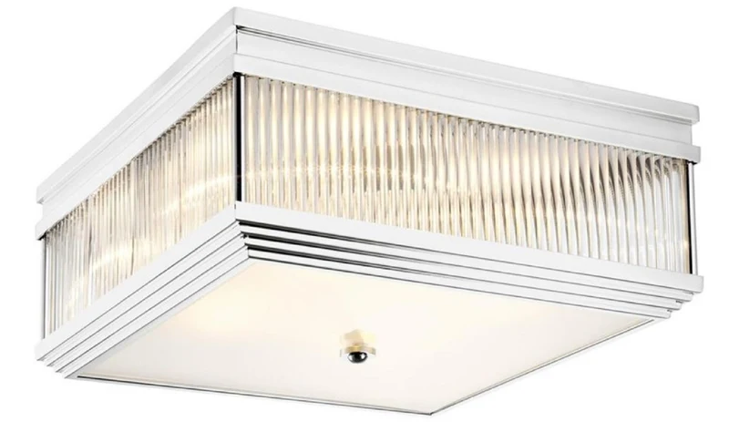 Casa Padrino Luxus Deckenleuchte Silber 40,5 x 40,5 x H. 18,5 cm - Luxus Qualität