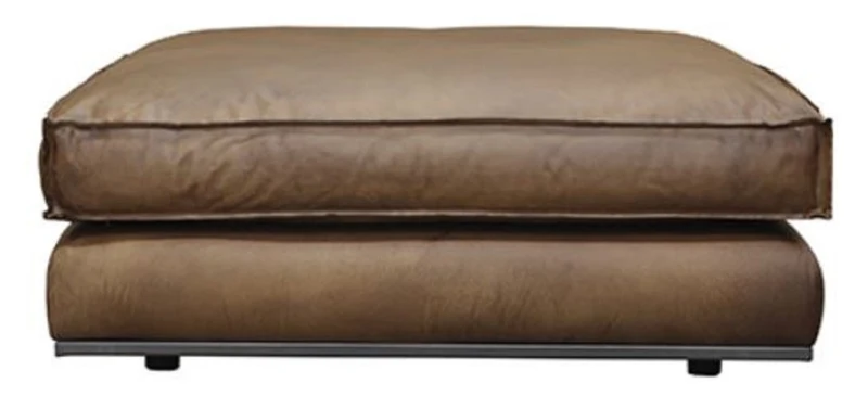 Casa Padrino Luxus Echtleder Hocker Braun 106 x 106 x H. 41 cm