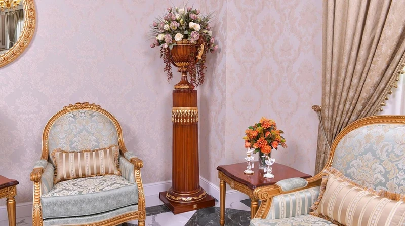 Casa Padrino Luxus Barock Säule Braun / Gold H. 120 cm - Barock Möbel - Made in Italy