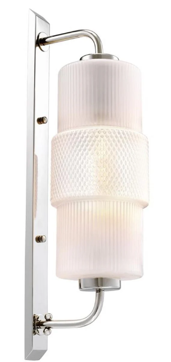 Casa Padrino Luxus Wandleuchte Silber / Weiß 14 x 18 x H. 53 cm - Designer Leuchte