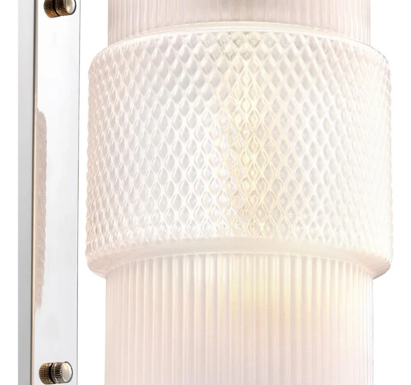 Casa Padrino Luxus Wandleuchte Silber / Weiß 14 x 18 x H. 53 cm - Designer Leuchte