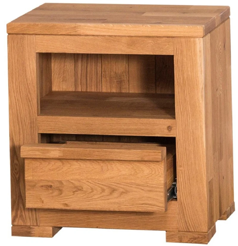 Casa Padrino Landhausstil Nachttisch mit Schublade Naturfarben 47 x 32 x H. 50 cm - Landhausstil Schlafzimmermöbel