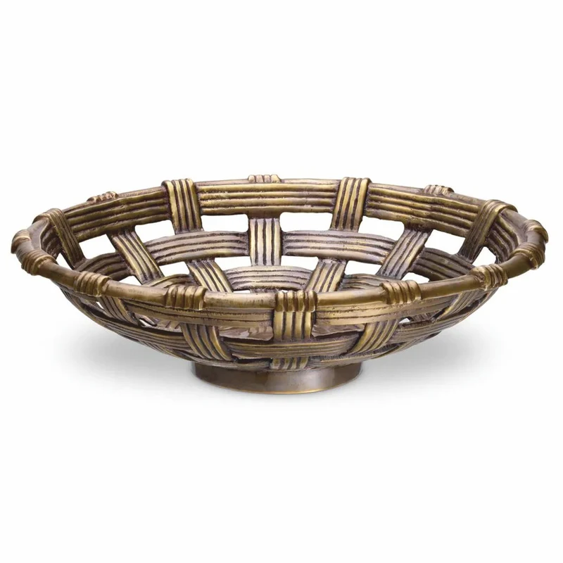 Casa Padrino Luxus Deko Aluminium Schale Vintage Messing 34,5 cm - Deko Accessoires