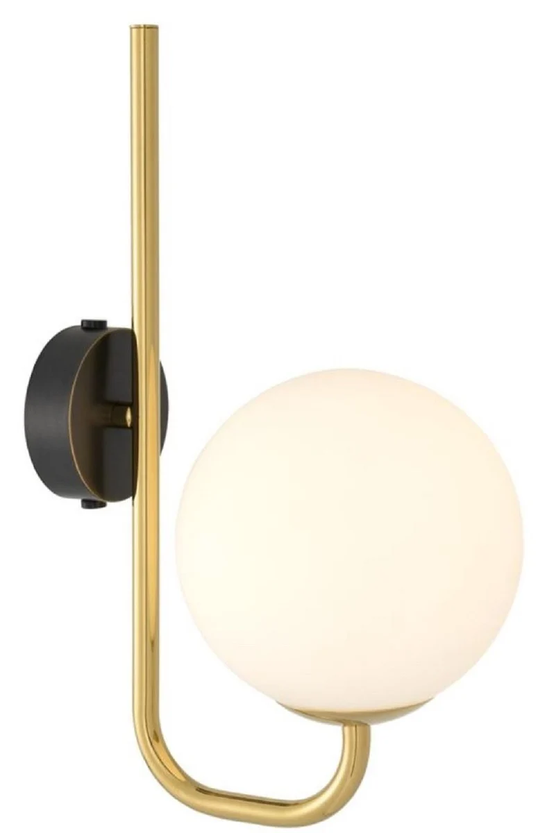 Casa Padrino Luxus Wandleuchte Gold / Schwarz / Weiß 15 x 22 x H. 36 cm - Hotel & Restaurant Lampe