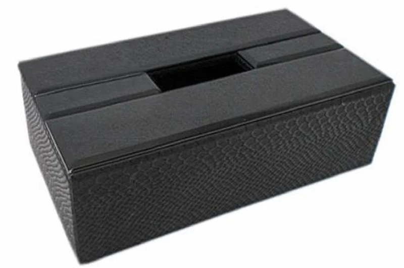 Casa Padrino Luxus Tissue Box / Papiertücherbox Schwarz Kroko-Optik 25 x 14 x H. 7,5 cm - Luxus Accessoires