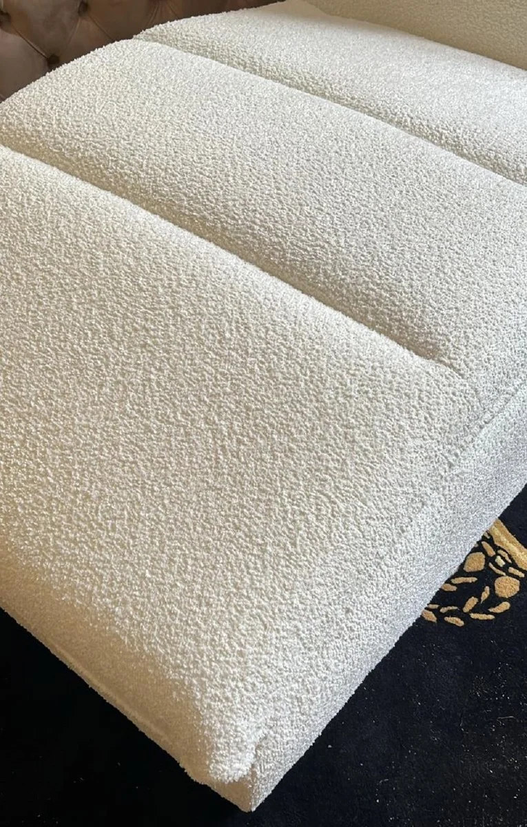 Casa Padrino Luxus Chaiselongue mit Kopfkissen Weiß 170 cm