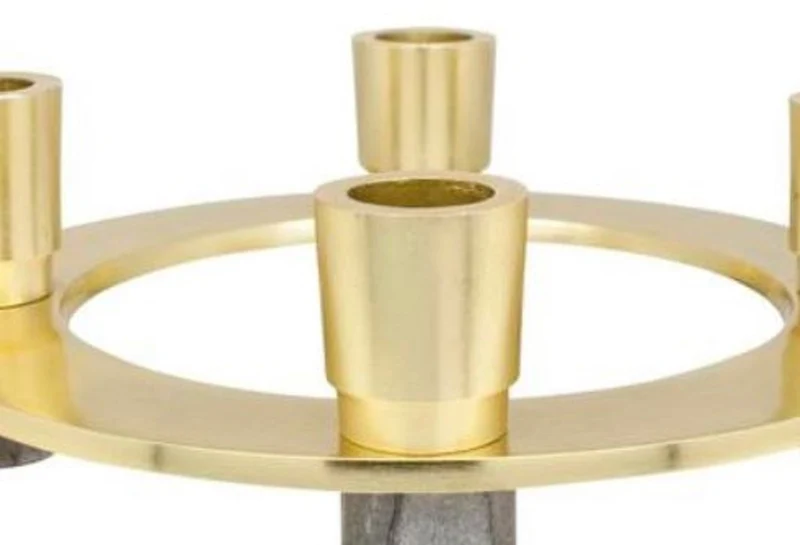 Casa Padrino Luxus Kerzenhalter Gold / Grau Ø 20 x H. 6,5 cm - Hotel & Restaurant Deko