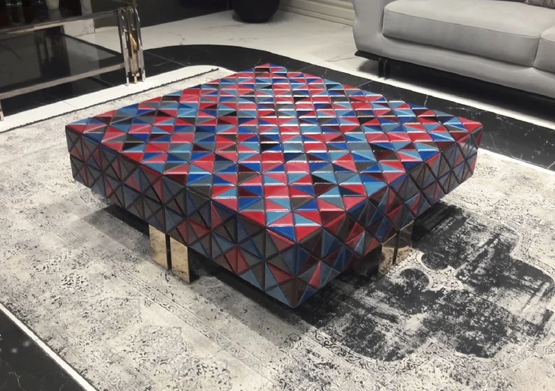 Casa Padrino Luxus Couchtisch Bunt / Gold 100 cm - Quadratischer Wohzimmertisch