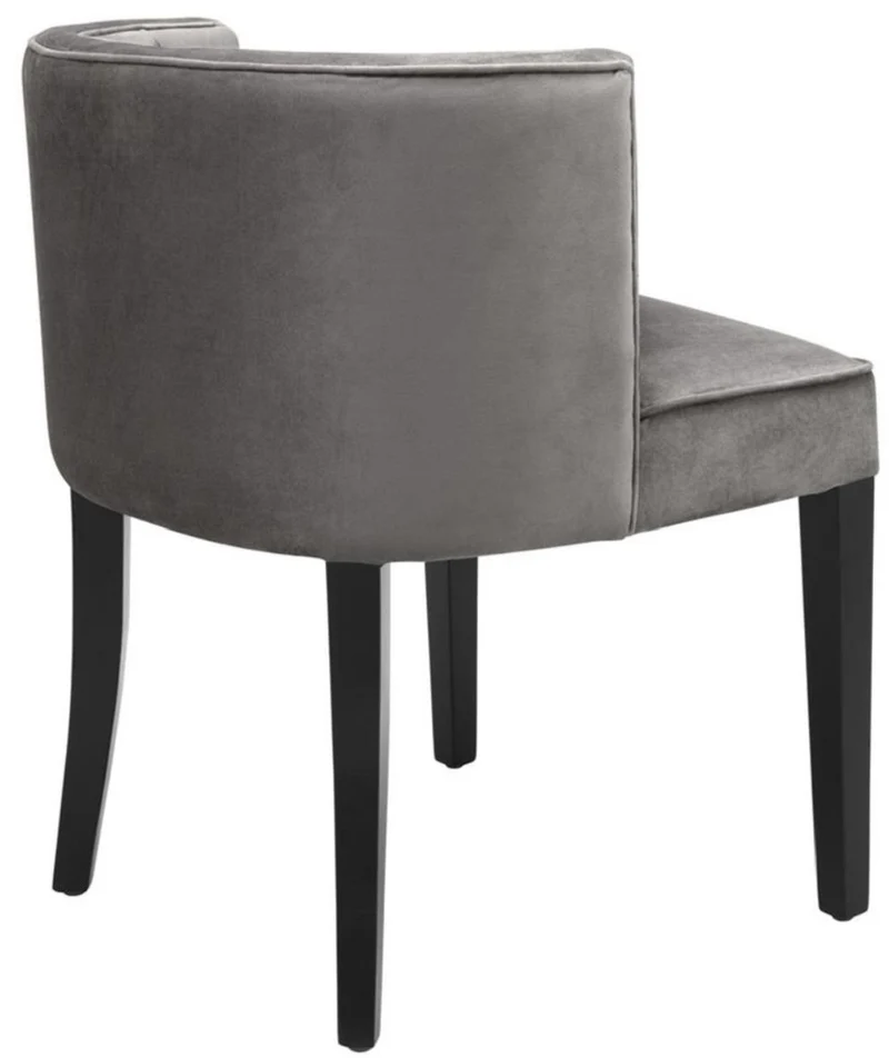 Casa Padrino Luxus Chesterfield Esszimmerstuhl Grau / Schwarz 60 x 58 x H. 77 cm - Esszimmermöbel