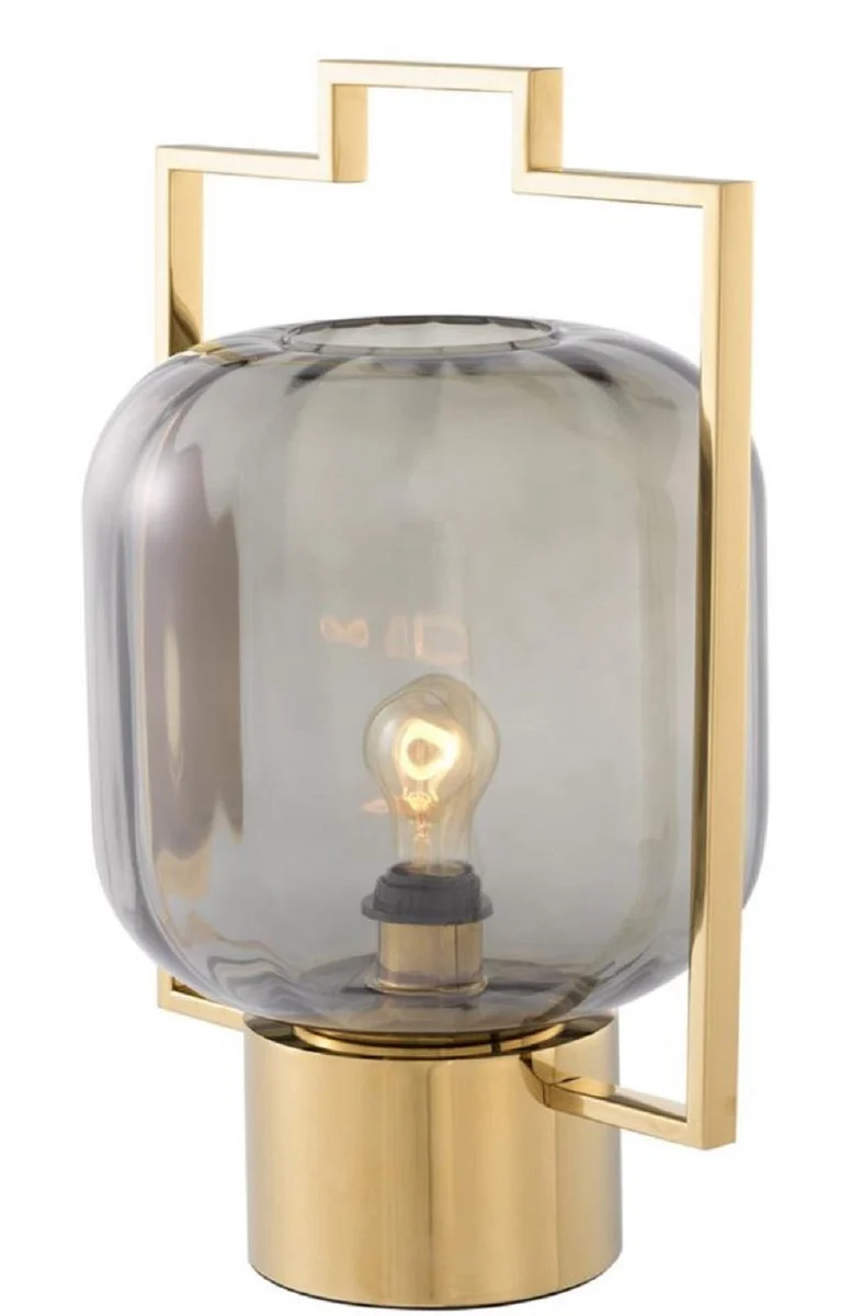 Casa Padrino Luxus Tischleuchte Gold / Grau 32 x H. 48,5 cm - Hotel & Restaurant Tischlampe