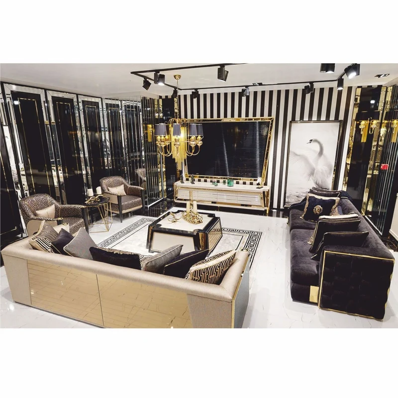 Casa Padrino Luxus Couchtisch Creme / Schwarz / Gold 115 cm - Hotel & Wohnzimmer Möbel