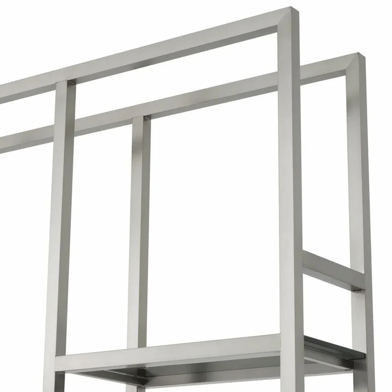 Casa Padrino Luxus Regalschrank mit Glasregalen Silber / Schwarz / Grau H. 240,5 cm - Luxus Möbel