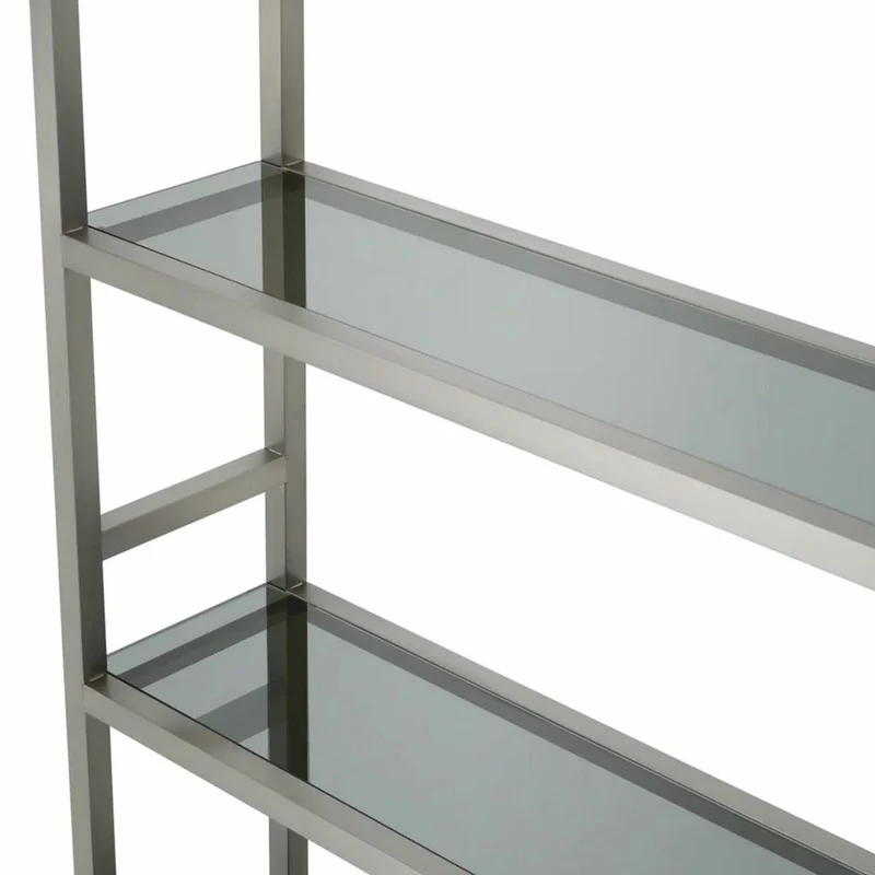Casa Padrino Luxus Regalschrank mit Glasregalen Silber / Schwarz / Grau H. 240,5 cm - Luxus Möbel