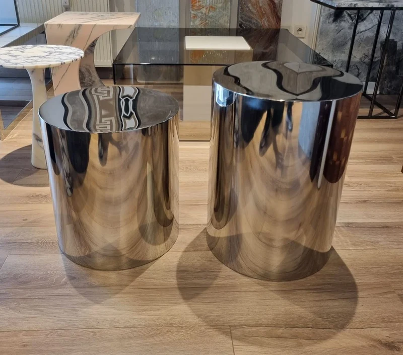 Casa Padrino Luxus Metall Beistelltisch Set Silber - Luxus Wohnzimmer Möbel