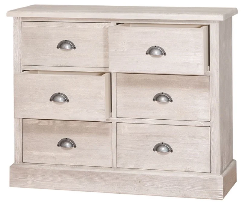 Casa Padrino Landhausstil Kommode mit 6 Schubladen Grau 100 x 35 x H. 80 cm - Landhausstil Möbel