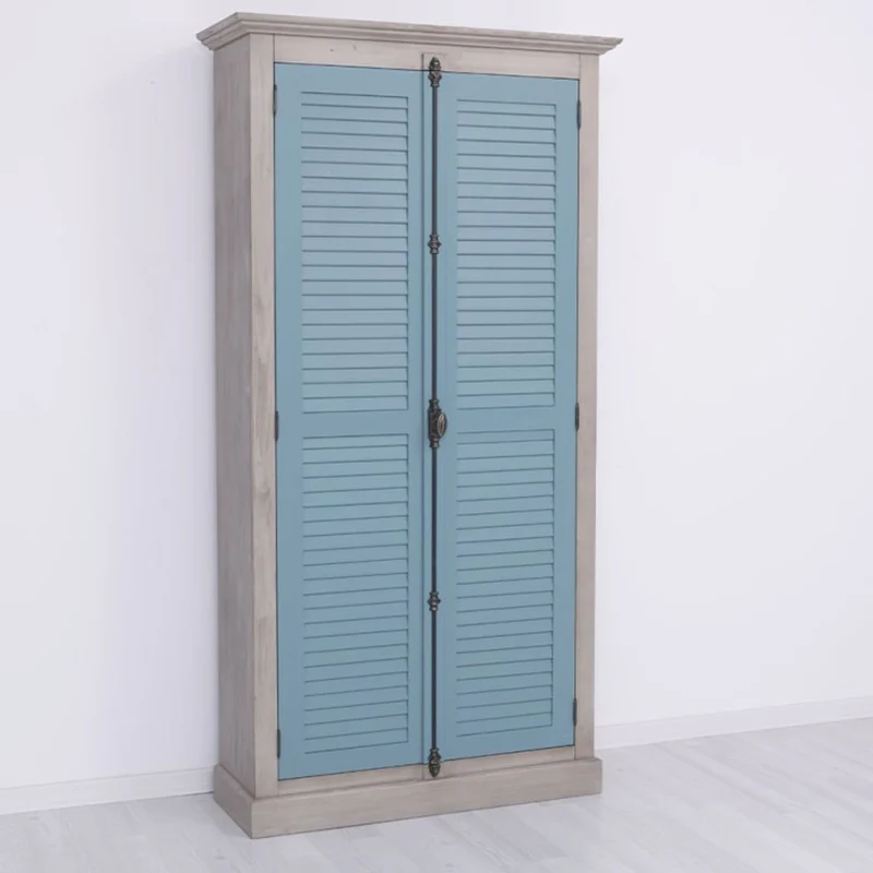 Casa Padrino Landhausstil Schlafzimmer Schrank Grau / Blau 109 cm - Schlafzimmer Möbel