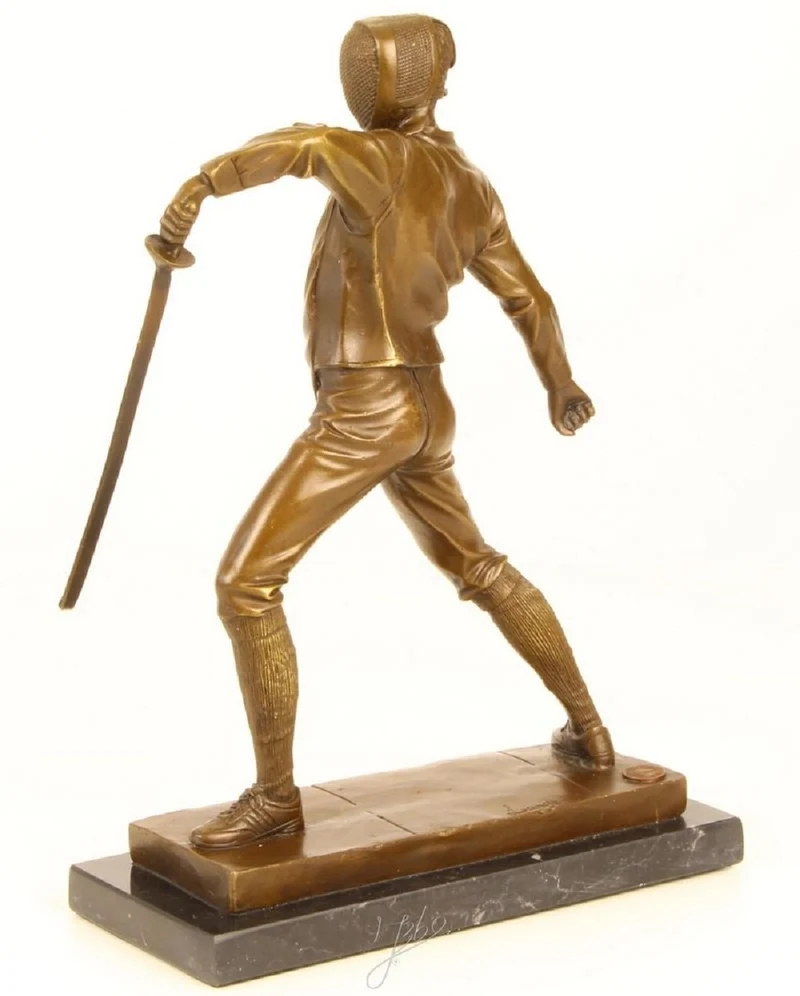 Casa Padrino Luxus Bronze Skulptur Fechter Gold / Bronze / Schwarz 21,5 x 9,5 x H. 31 cm - Bronzefigur