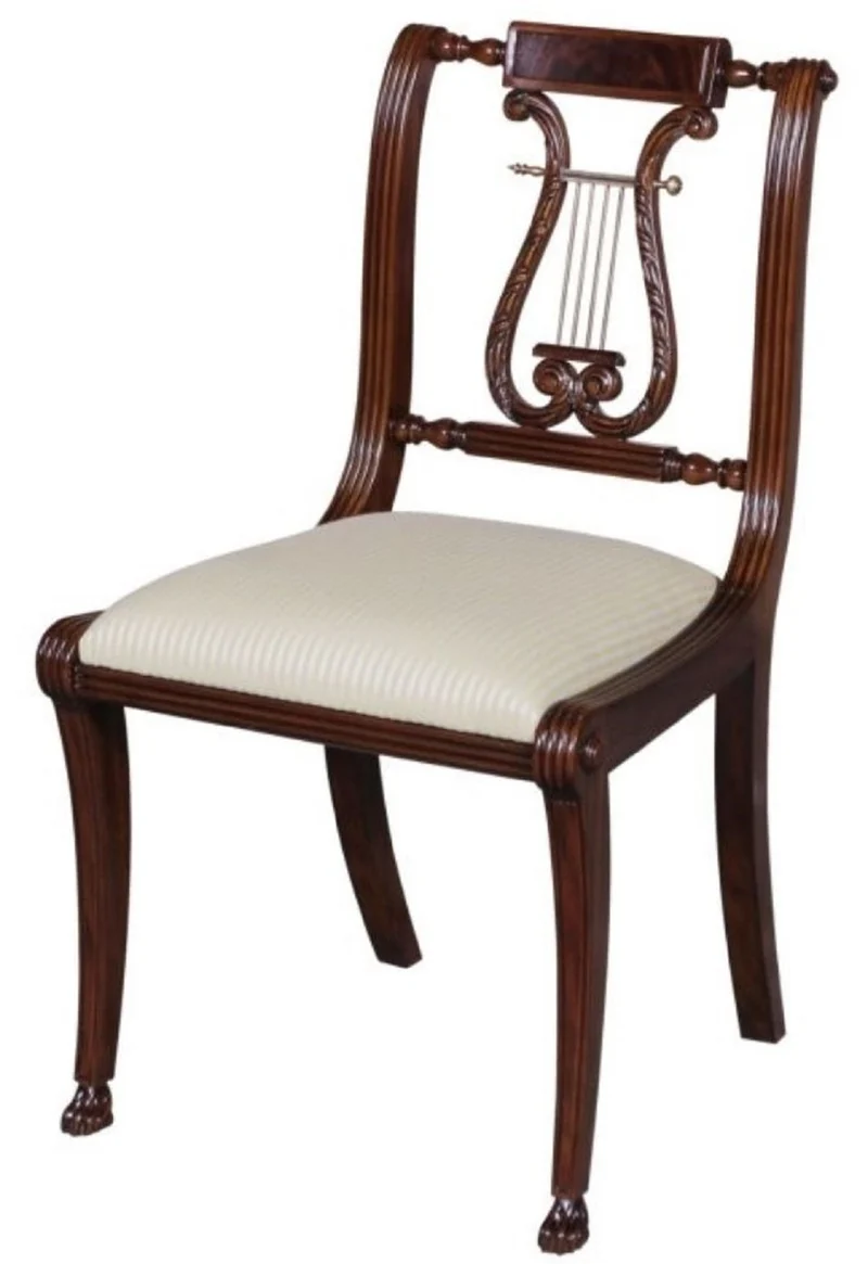 Casa Padrino Luxus Barock Esszimmerstuhl Braun / Gold 63 x 51 x H. 104 cm - Esszimmermöbel