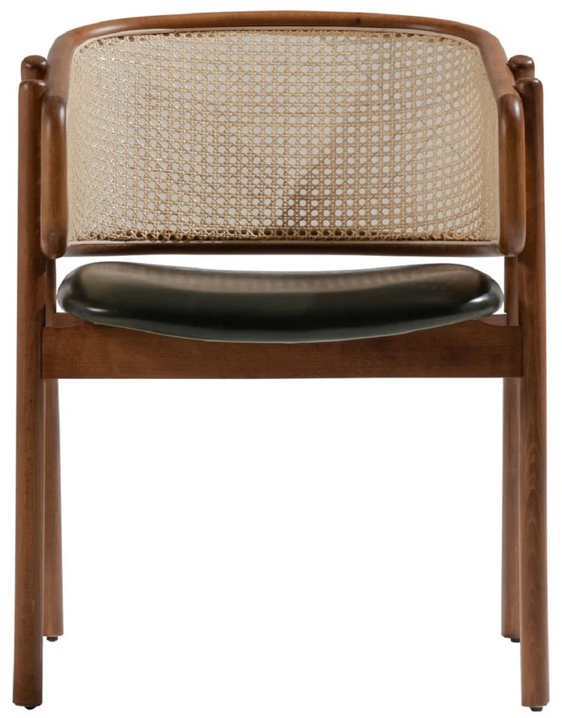 Casa Padrino Luxus Esszimmer Stuhl mit Armlehnen Braun / Naturfarben / Dunkelgrün H. 77 cm