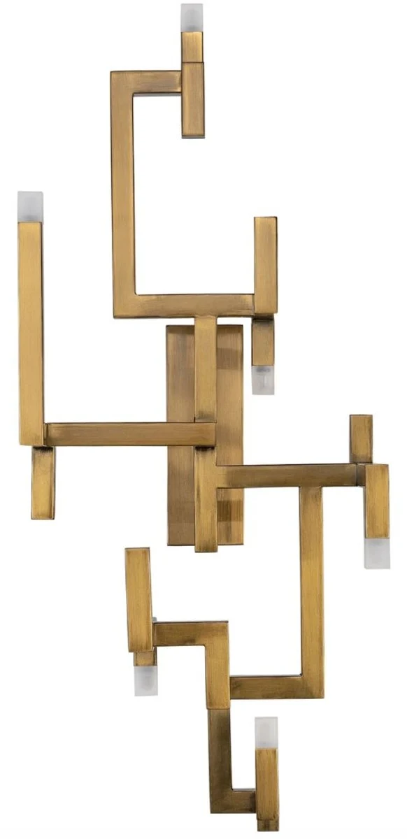Casa Padrino Luxus Wohnzimmer Edelstahl LED Wandleuchte Gold 30,5 x 28,5 x H. 73,5 cm - Designer Wandlampe
