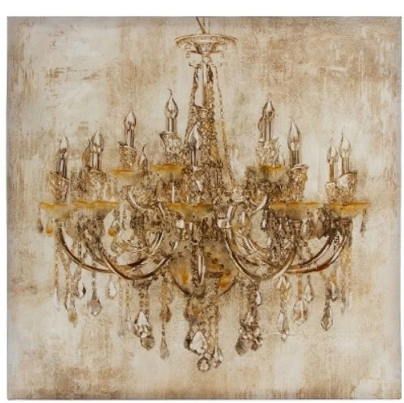 Casa Padrino Barock Ölgemälde Kronleuchter Mehrfarbig 80 x H. 80 cm - Prachtvolles Ölbild