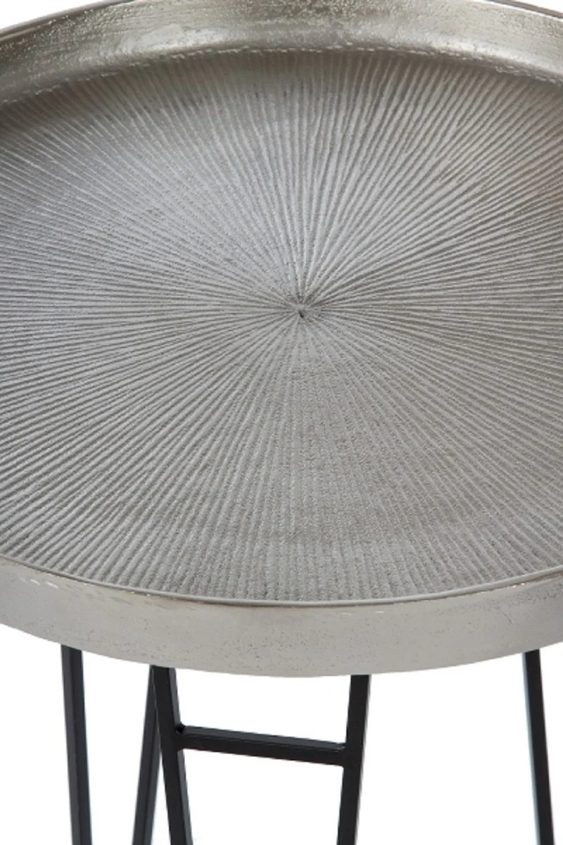 Casa Padrino Luxus Wohnzimmer Beistelltisch Set Bronze / Silber / Grau Ø 50 x H. 60 cm - Runde Metall Beistelltische