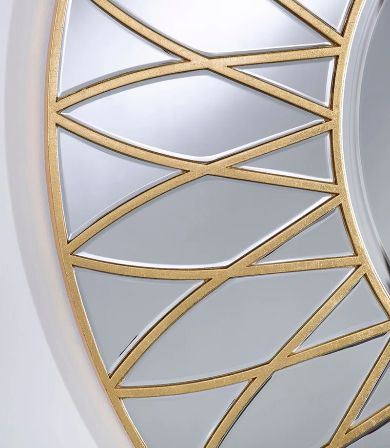 Casa Padrino Luxus Spiegel mit Blütenblatt Motiv Gold Ø 100 cm - Luxus Qualität