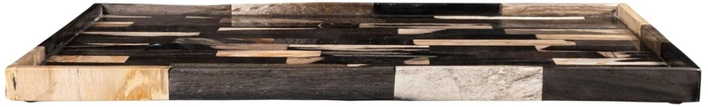 Casa Padrino Luxus Tablett Mehrfarbig 40 x 25 x H. 2 cm - Serviertablett aus versteinertem Holz