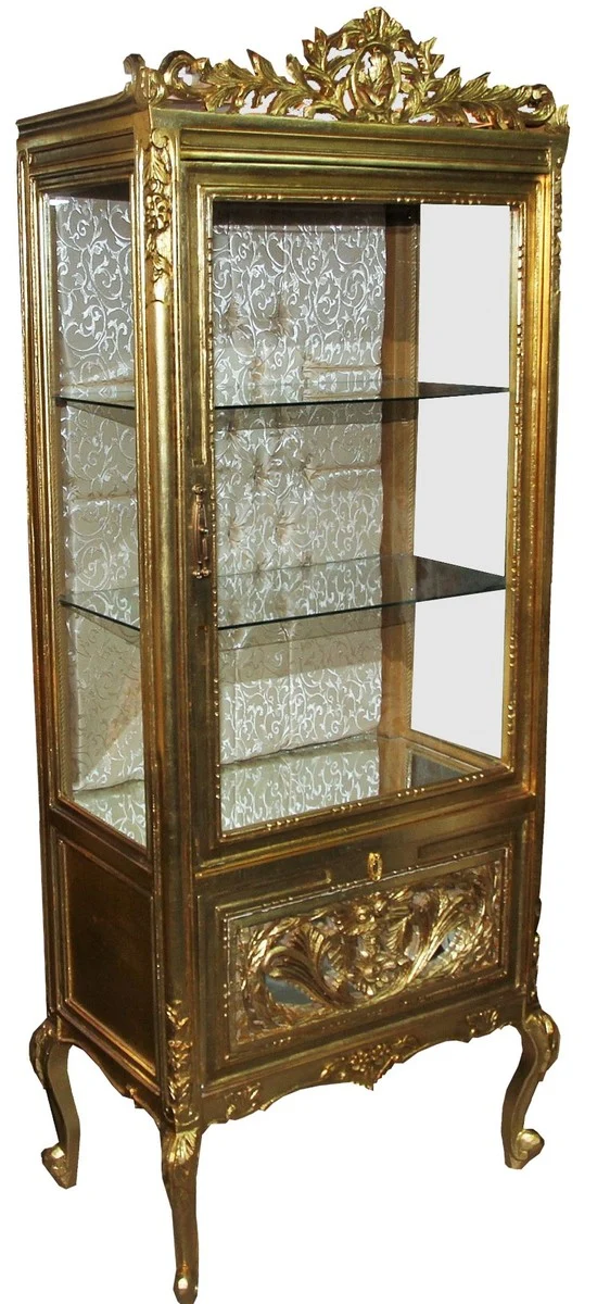 Casa Padrino Barock Vitrine Gold / Gold - Vitrinenschrank - Wohnzimmerschrank Glasvitrine - Antik Look