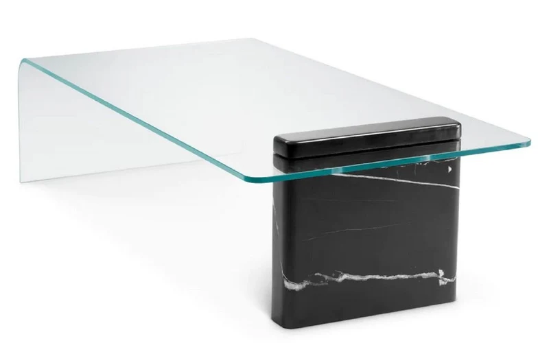 Casa Padrino Luxus Couchtisch mit Glasplatte Schwarz 133,5 cm - Luxus Möbel