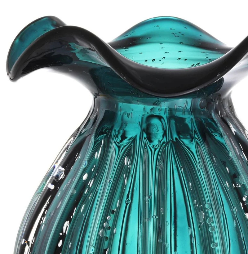Casa Padrino Glas Vase / Blumenvase Grün Ø 23 x H. 27 cm - Luxus Wohnzimmer Deko