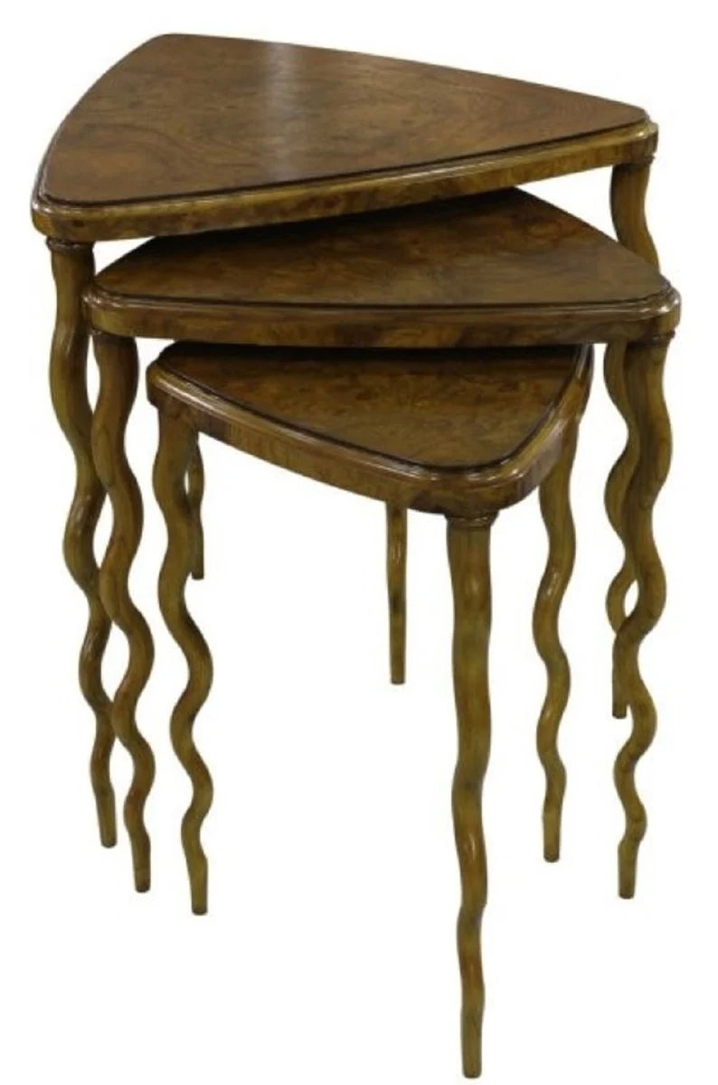 Casa Padrino Luxus Jugendstil Beistelltisch Set Braun 65 x 61 x H. 70 cm - Hotel Möbel