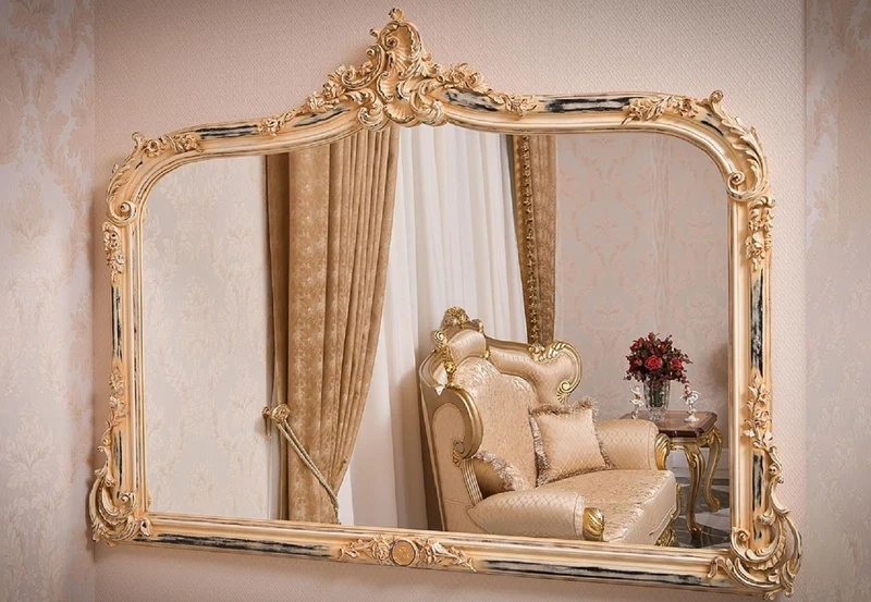 Casa Padrino Luxus Barock Spiegel Antik Creme H. 171 cm - Barock Möbel - Made in Italy