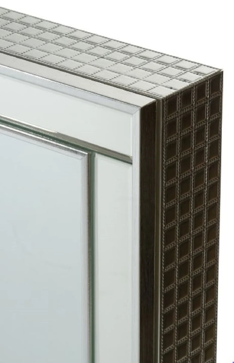 Casa Padrino Luxus Schmuckschrank Silber 40 x 9 x H. 80 cm - Spiegelschrank mit verspiegelter Schiebetür