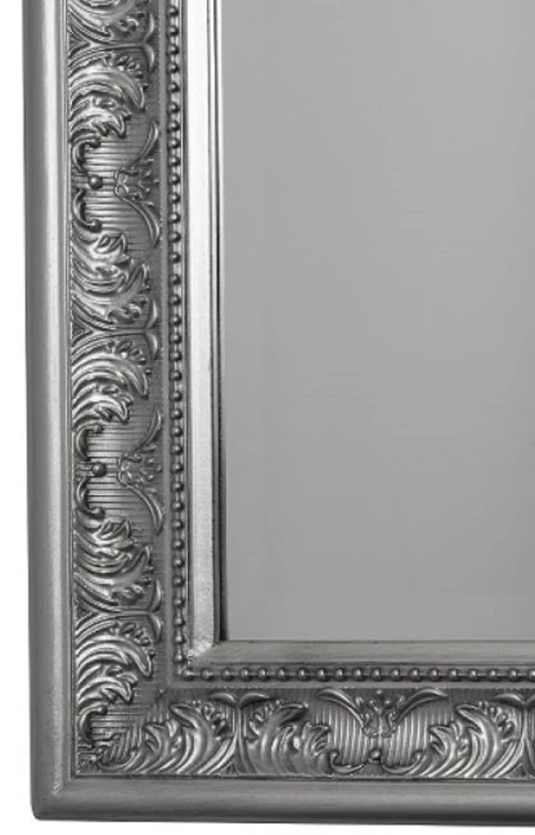 Casa Padrino Barock Spiegel Silber 52 x H. 62 cm - Handgefertigter Barock Wandspiegel mit Facettenschliff und wunderschönen Verzierungen