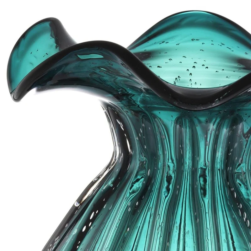 Casa Padrino Glas Vase / Blumenvase Grün Ø 26 x H. 33 cm - Luxus Wohnzimmer Deko
