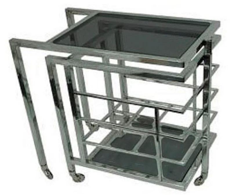 Casa Padrino Luxus Servierwagen Silber / Schwarz 72 x 42 x H. 77 cm - Hotel Restaurant Gastronomie Trolley