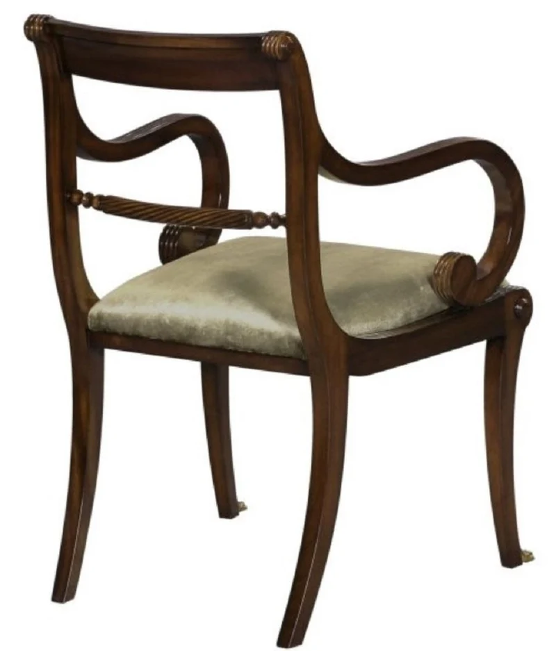 Casa Padrino Luxus Barock Esszimmerstuhl mit Armlehnen Braun / Gold 59 x 57 x H. 88 cm - Luxus Qualität