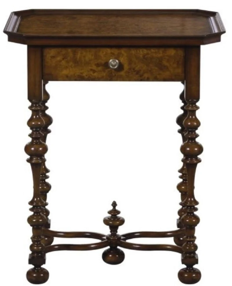 Casa Padrino Luxus Barock Beistelltisch mit Schublade Braun / Dunkelbraun 58 x 42 x H. 69 cm - Barockmöbel