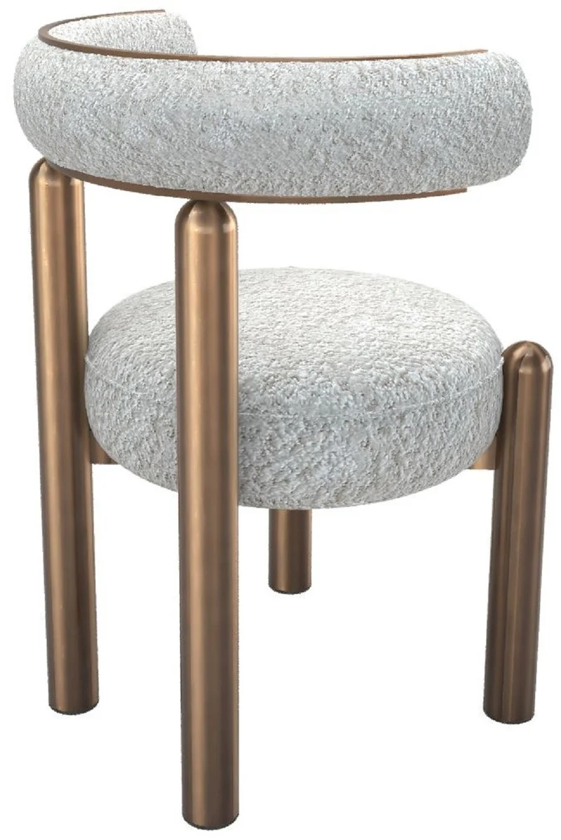 Casa Padrino Luxus Esszimmer Set Weiß / Bronze - Luxus Hotel & Restaurant Möbel