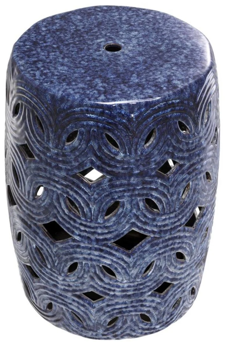 Casa Padrino Keramik Trommel Blau Ø 33 x H. 45 cm - Designer Wohnzimmer Dekoration