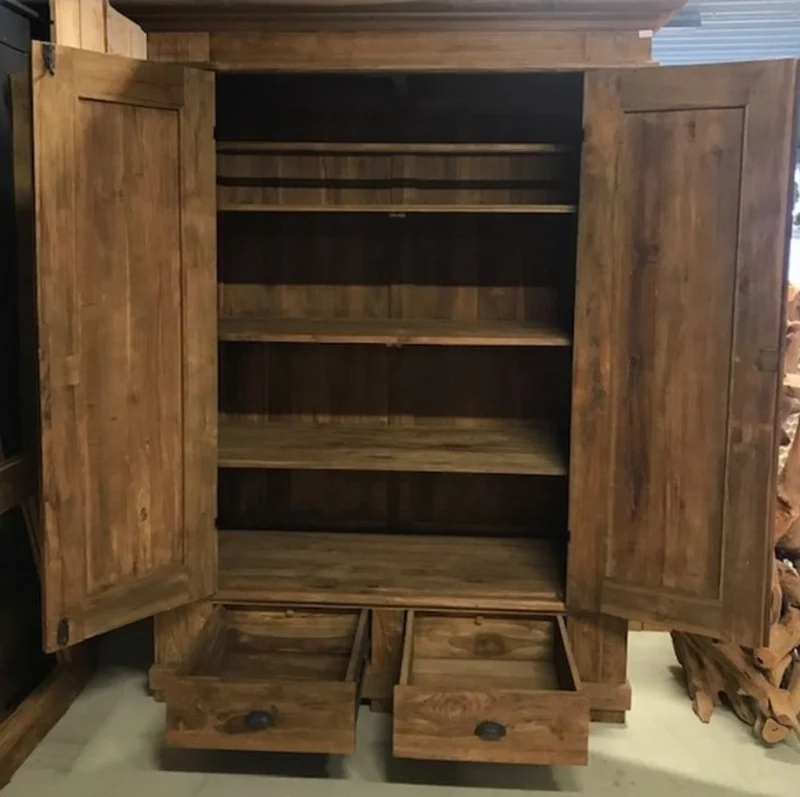 Casa Padrino Landhausstil Teakholz Schlafzimmer Schrank Braun 165 cm