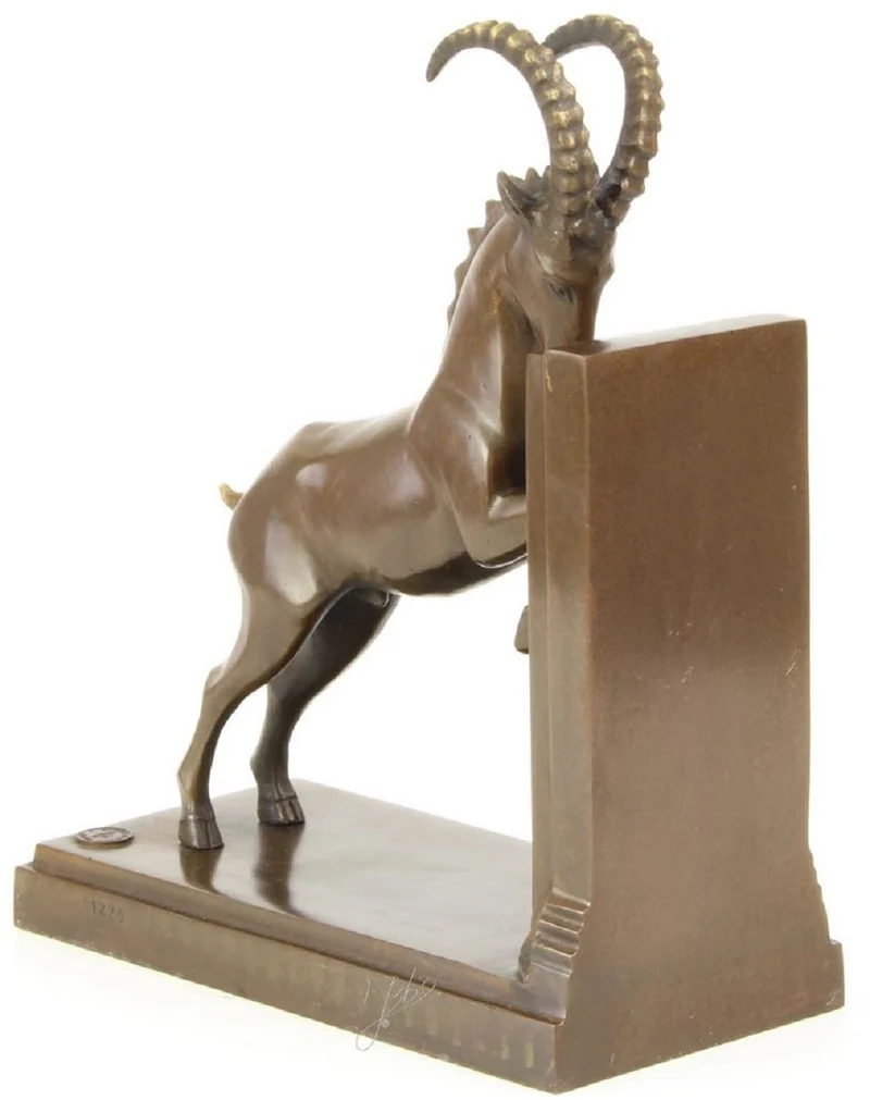 Casa Padrino Luxus Bronze Springbock Buchstütze 20,4 x 10 x H. 25,6 cm - Deko Bronzefigur