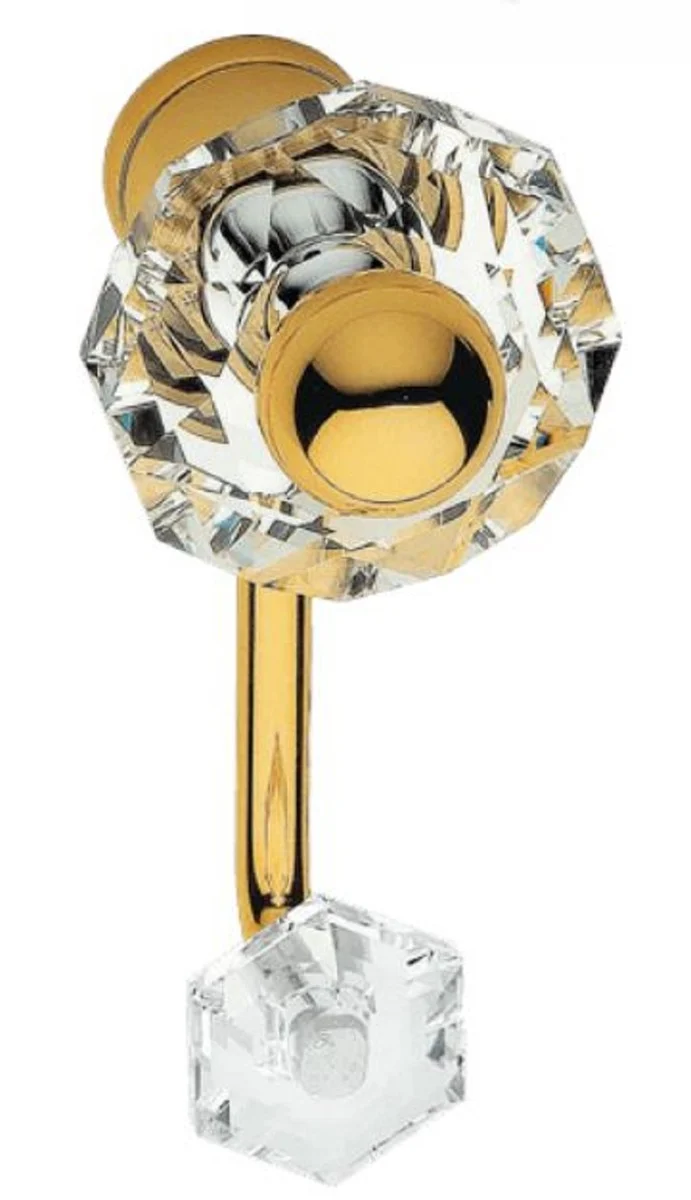 Casa Padrino Luxus Kleiderhaken Set Gold 5 x 12 cm - Messing Kleiderhaken mit Swarovski Kristallglas