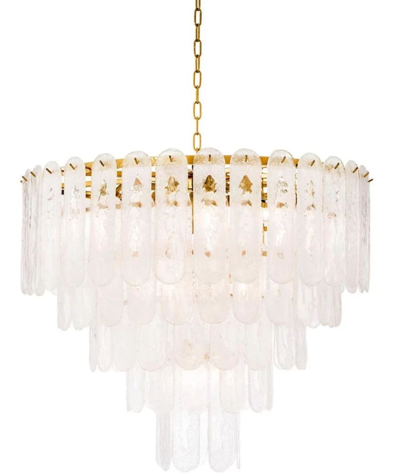 Casa Padrino Luxus Kronleuchter Gold Ø 85 x H. 73 cm - Hotel & Restaurant Kronleuchter mit Mattglas